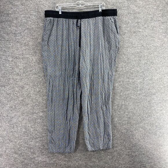 Cato Pants Women 22/24W Plus Gray Geometric High Rise Flat Front Drawstring - Picture 1 of 10